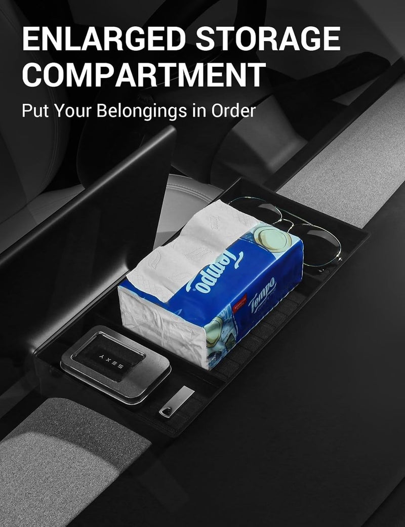 Basenor 2026 Tesla Model Y/3 Center Console Behind Screen Storage, Dashboard Hidden Organizer, Tissue Holder for 2025 2026 Model Y Juniper 2024-2026 Model 3 Highland - Image 4